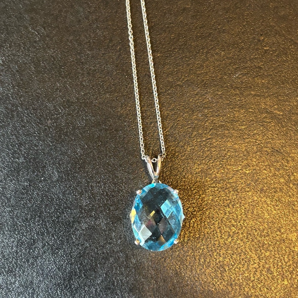 Elegant Sterling Blue Aqua Pendant